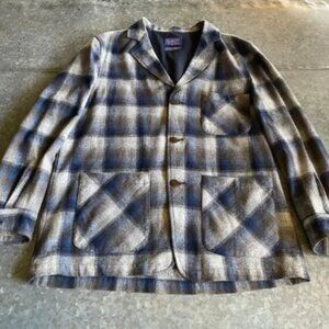 Pendleton Heritage Limited Edition 49er Jacket Mens Large Shadow Plaid Gray Blue